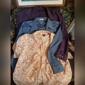 Mens Mixed Button-Up Shirt Bundle - Purple, Blue & Orange Print